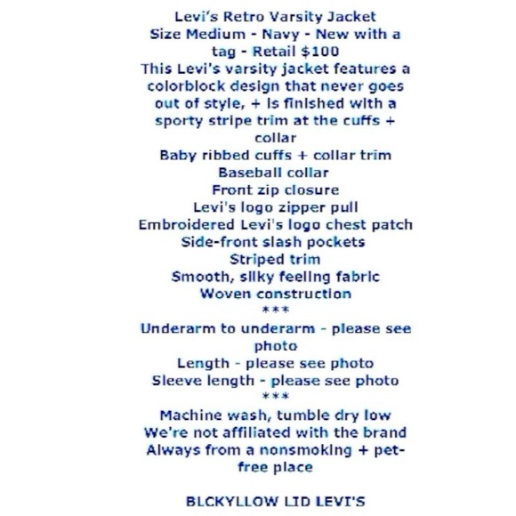 $100 Navy Levi’s Retro Varsity Bomber Jacket Medium Colorblock Stripe Trim NWT - Picture 2 of 16